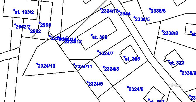 Parcela st. 2324/7 v KÚ Melč, Katastrální mapa