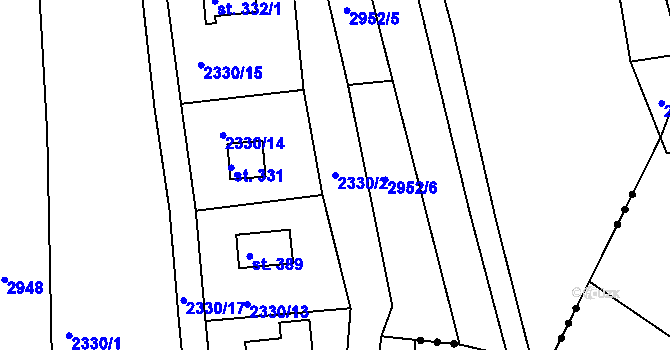 Parcela st. 2330/2 v KÚ Melč, Katastrální mapa