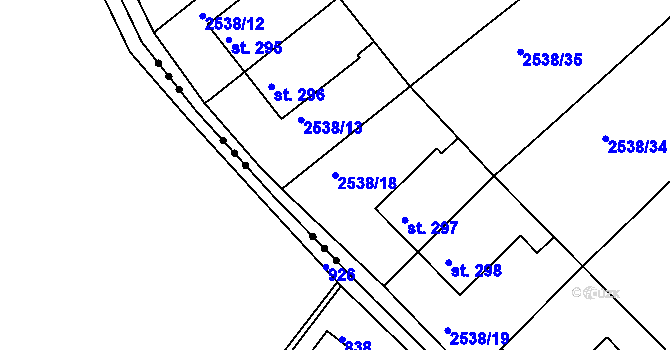 Parcela st. 2538/18 v KÚ Melč, Katastrální mapa