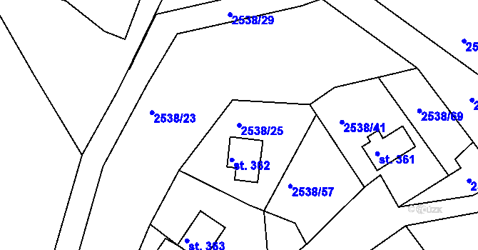 Parcela st. 2538/25 v KÚ Melč, Katastrální mapa