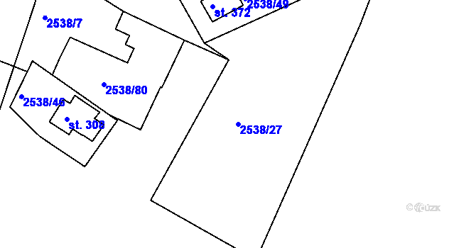 Parcela st. 2538/27 v KÚ Melč, Katastrální mapa