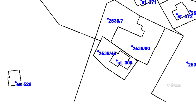 Parcela st. 2538/46 v KÚ Melč, Katastrální mapa