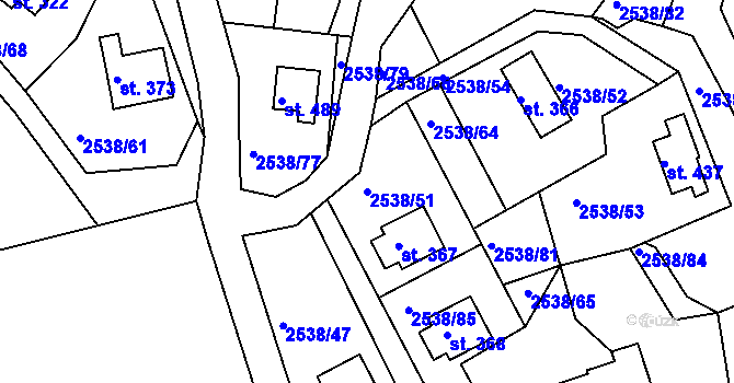 Parcela st. 2538/51 v KÚ Melč, Katastrální mapa