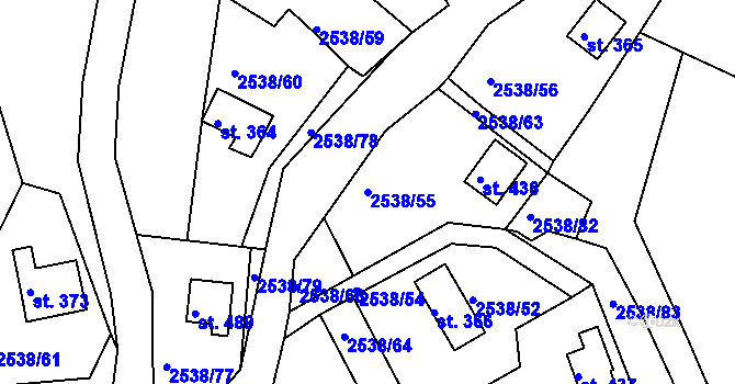 Parcela st. 2538/55 v KÚ Melč, Katastrální mapa
