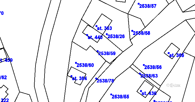 Parcela st. 2538/59 v KÚ Melč, Katastrální mapa