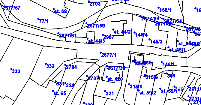 Parcela st. 2677/1 v KÚ Melč, Katastrální mapa