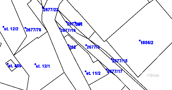 Parcela st. 2677/3 v KÚ Melč, Katastrální mapa