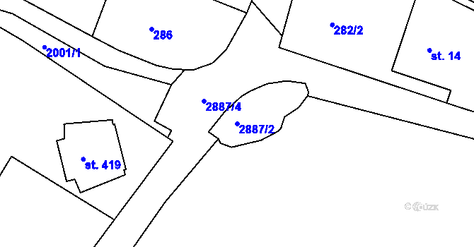 Parcela st. 2887/2 v KÚ Melč, Katastrální mapa