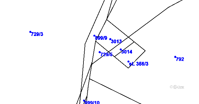 Parcela st. 729/5 v KÚ Melč, Katastrální mapa