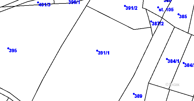 Parcela st. 391/1 v KÚ Melč, Katastrální mapa