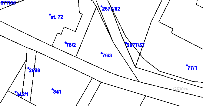 Parcela st. 76/3 v KÚ Melč, Katastrální mapa