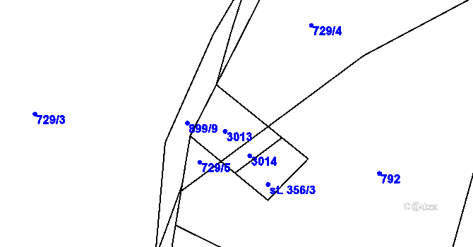 Parcela st. 356/1 v KÚ Melč, Katastrální mapa