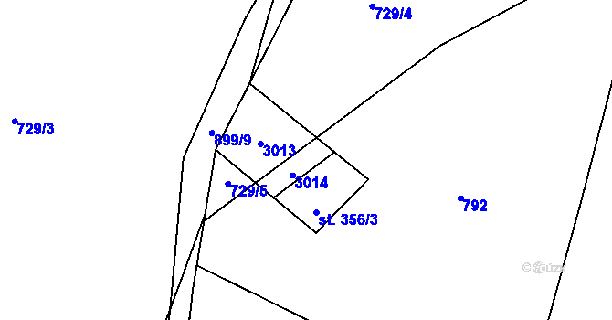 Parcela st. 356/2 v KÚ Melč, Katastrální mapa