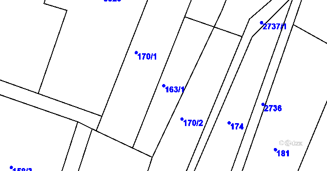 Parcela st. 163/1 v KÚ Melč, Katastrální mapa