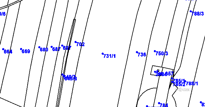 Parcela st. 731/1 v KÚ Melč, Katastrální mapa