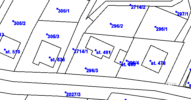 Parcela st. 491 v KÚ Melč, Katastrální mapa