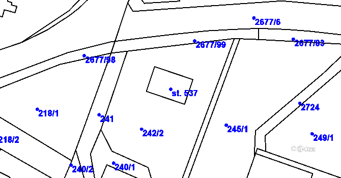 Parcela st. 537 v KÚ Melč, Katastrální mapa