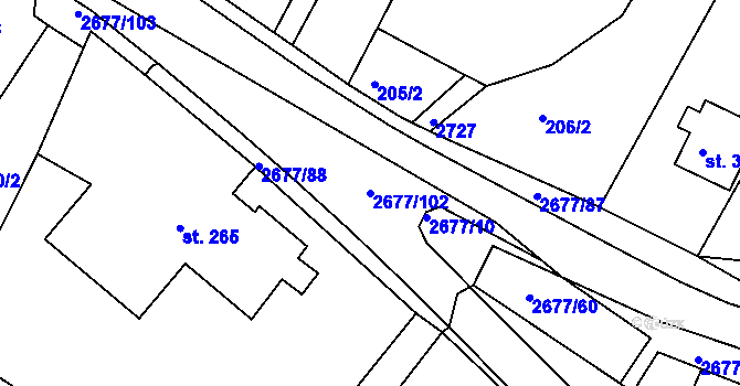 Parcela st. 2677/102 v KÚ Melč, Katastrální mapa