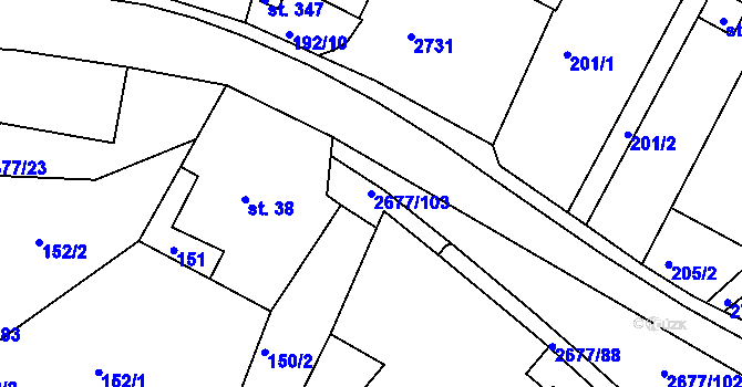 Parcela st. 2677/103 v KÚ Melč, Katastrální mapa