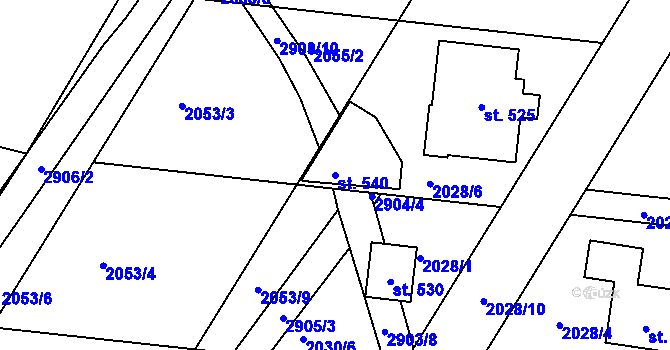 Parcela st. 540 v KÚ Melč, Katastrální mapa