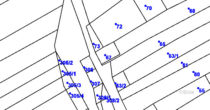 Parcela st. 67 v KÚ Mělčany u Ivančic, Katastrální mapa