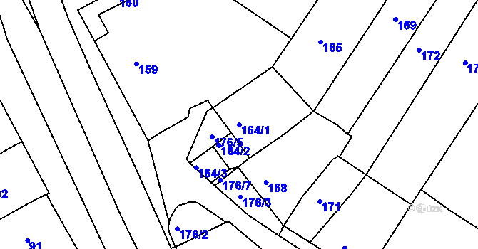 Parcela st. 164/1 v KÚ Mělčany u Ivančic, Katastrální mapa