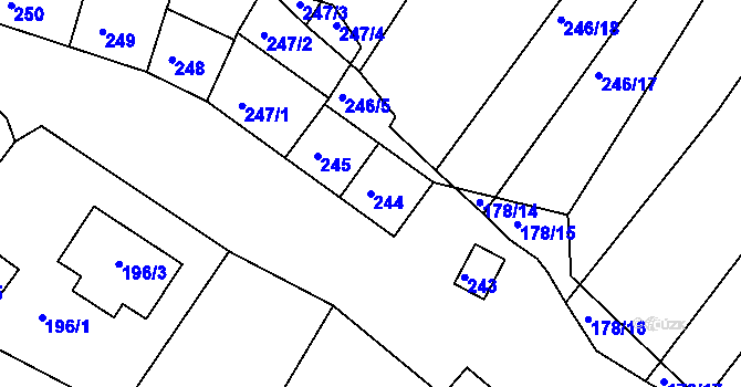 Parcela st. 244 v KÚ Mělčany u Ivančic, Katastrální mapa