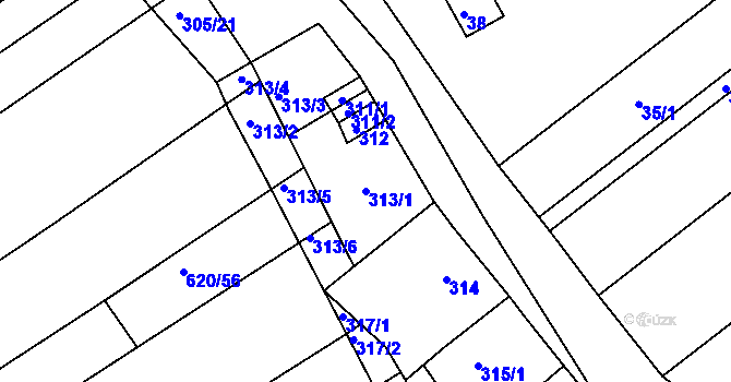 Parcela st. 313/1 v KÚ Mělčany u Ivančic, Katastrální mapa