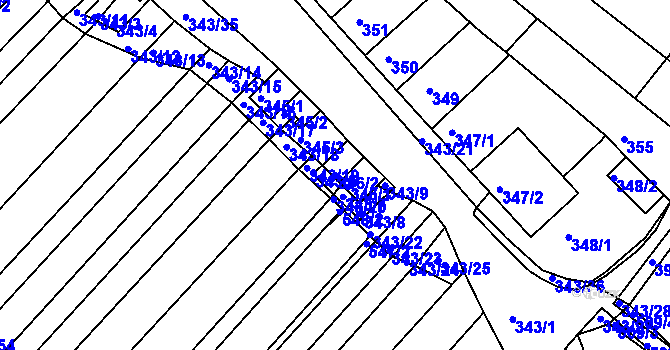 Parcela st. 346/2 v KÚ Mělčany u Ivančic, Katastrální mapa