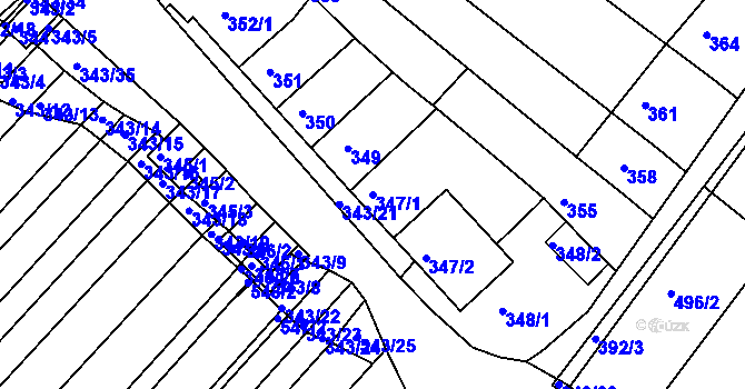 Parcela st. 347/1 v KÚ Mělčany u Ivančic, Katastrální mapa