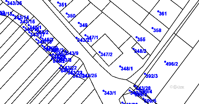 Parcela st. 347/2 v KÚ Mělčany u Ivančic, Katastrální mapa