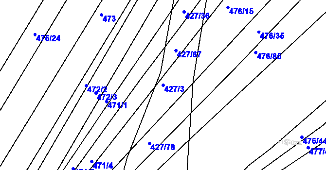 Parcela st. 427/3 v KÚ Mělčany u Ivančic, Katastrální mapa
