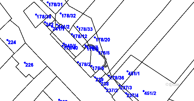 Parcela st. 178/5 v KÚ Mělčany u Ivančic, Katastrální mapa