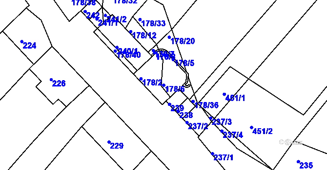Parcela st. 178/6 v KÚ Mělčany u Ivančic, Katastrální mapa