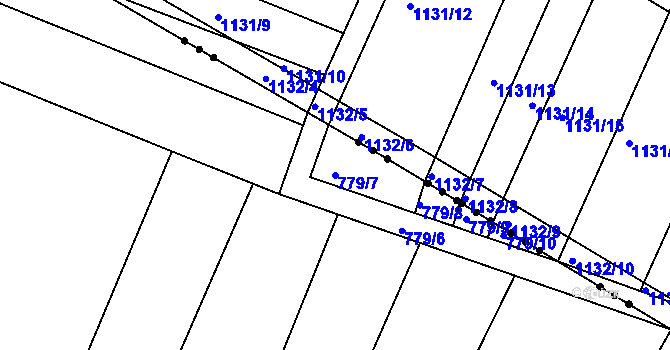 Parcela st. 779/7 v KÚ Mělčany u Ivančic, Katastrální mapa