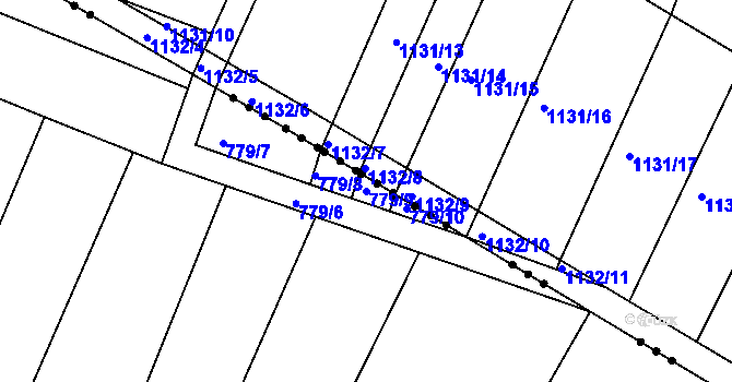 Parcela st. 779/9 v KÚ Mělčany u Ivančic, Katastrální mapa