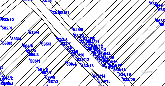Parcela st. 23/25 v KÚ Mělčany u Ivančic, Katastrální mapa