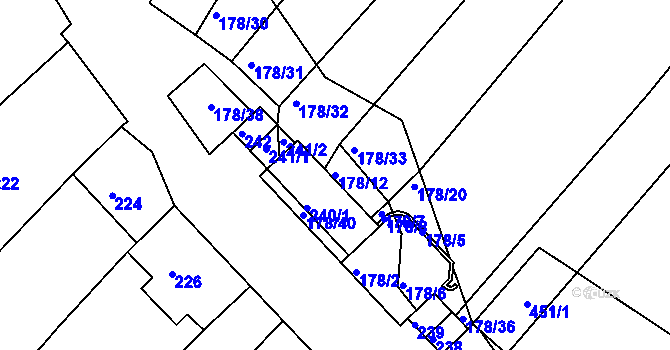 Parcela st. 178/12 v KÚ Mělčany u Ivančic, Katastrální mapa