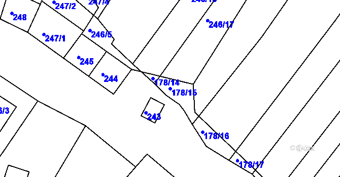 Parcela st. 178/15 v KÚ Mělčany u Ivančic, Katastrální mapa