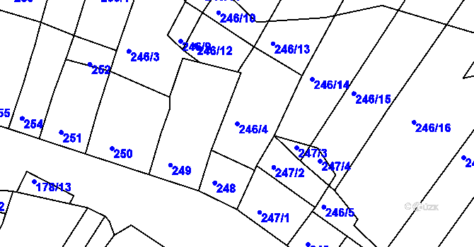 Parcela st. 246/4 v KÚ Mělčany u Ivančic, Katastrální mapa