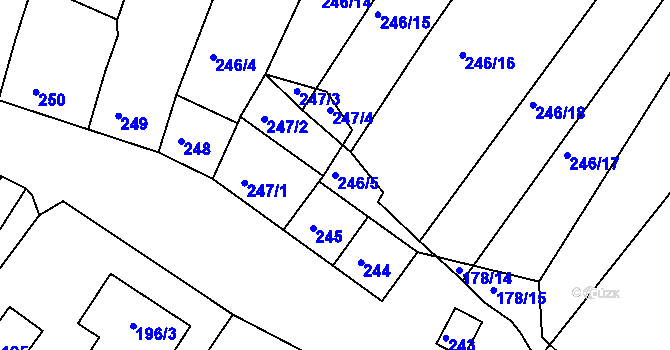 Parcela st. 246/5 v KÚ Mělčany u Ivančic, Katastrální mapa