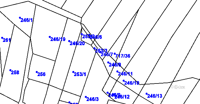 Parcela st. 246/7 v KÚ Mělčany u Ivančic, Katastrální mapa