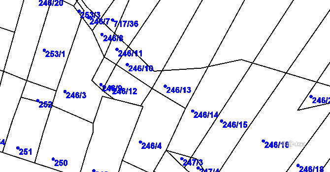 Parcela st. 246/13 v KÚ Mělčany u Ivančic, Katastrální mapa