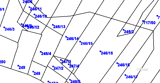Parcela st. 246/15 v KÚ Mělčany u Ivančic, Katastrální mapa