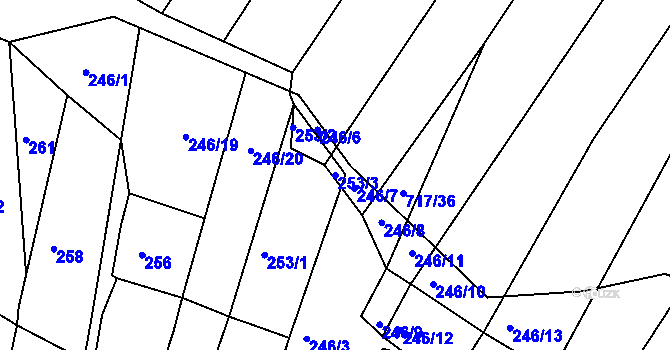 Parcela st. 253/3 v KÚ Mělčany u Ivančic, Katastrální mapa