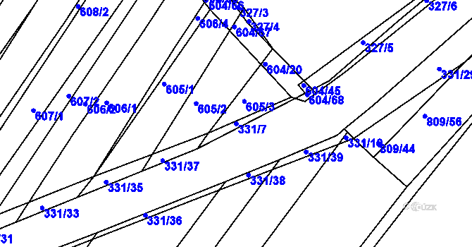 Parcela st. 331/7 v KÚ Mělčany u Ivančic, Katastrální mapa