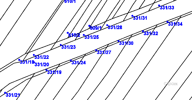 Parcela st. 331/27 v KÚ Mělčany u Ivančic, Katastrální mapa