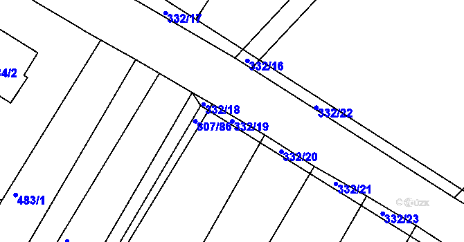 Parcela st. 332/19 v KÚ Mělčany u Ivančic, Katastrální mapa