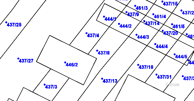 Parcela st. 437/8 v KÚ Mělčany u Ivančic, Katastrální mapa