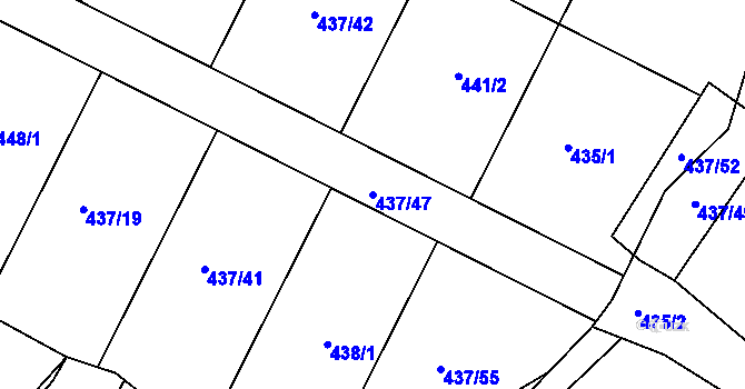 Parcela st. 437/47 v KÚ Mělčany u Ivančic, Katastrální mapa